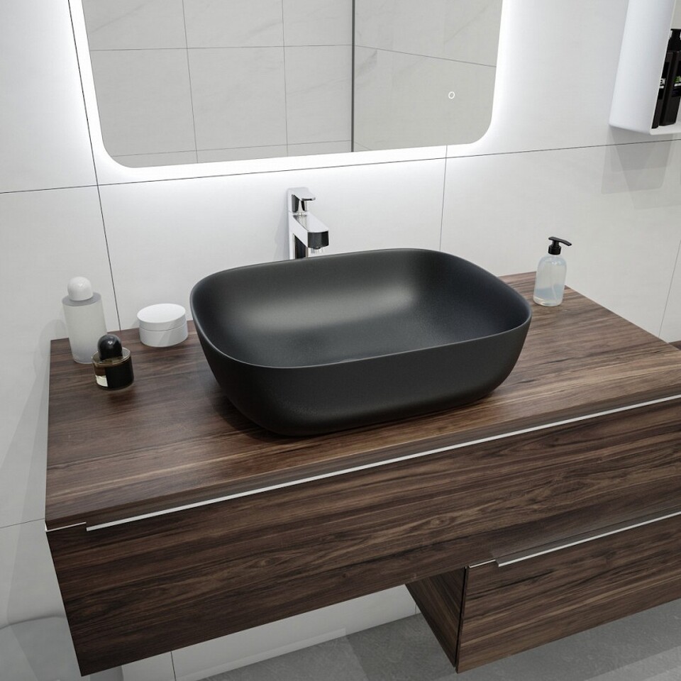 Фото №13  Раковина Teymi Раковина Solli 50 artceramic, накладная, Черная Матовая T50392