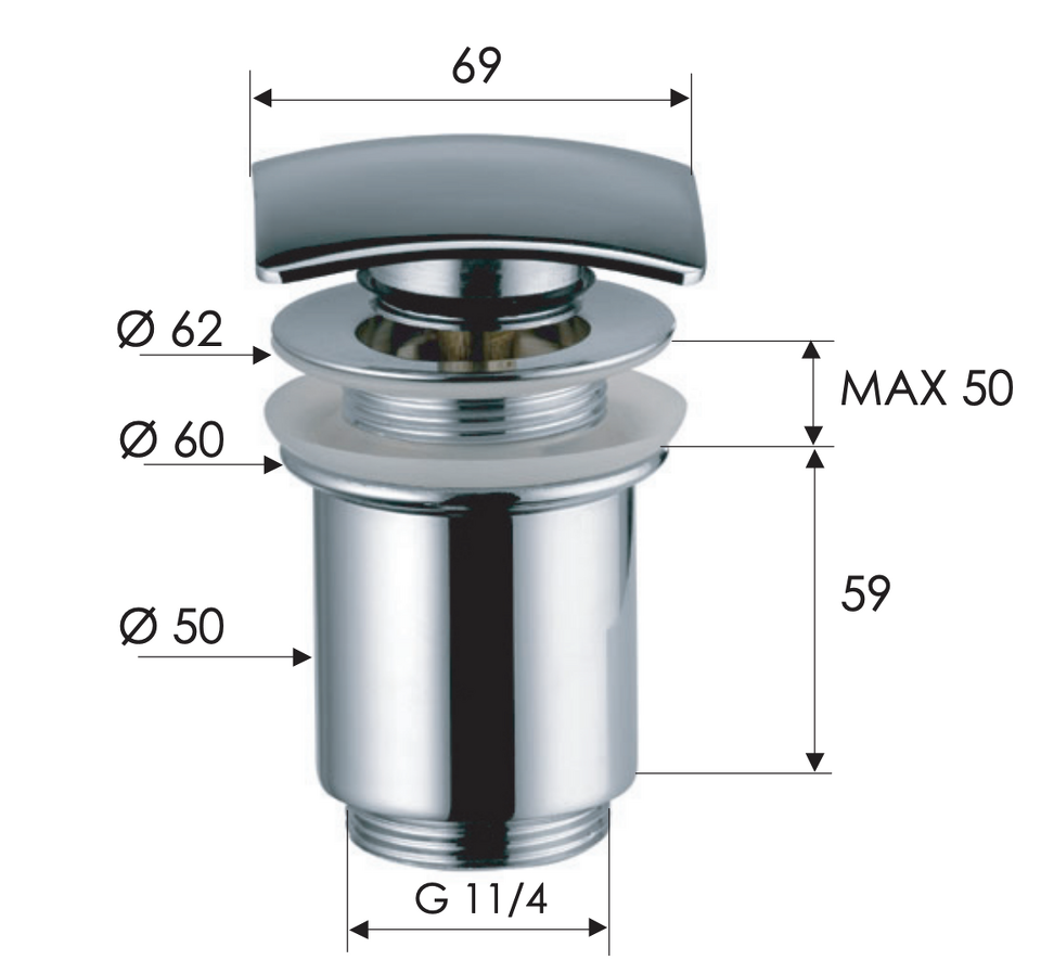 Фото №2  Донный клапан без перелива 1”1/4 Remer 904SCC114