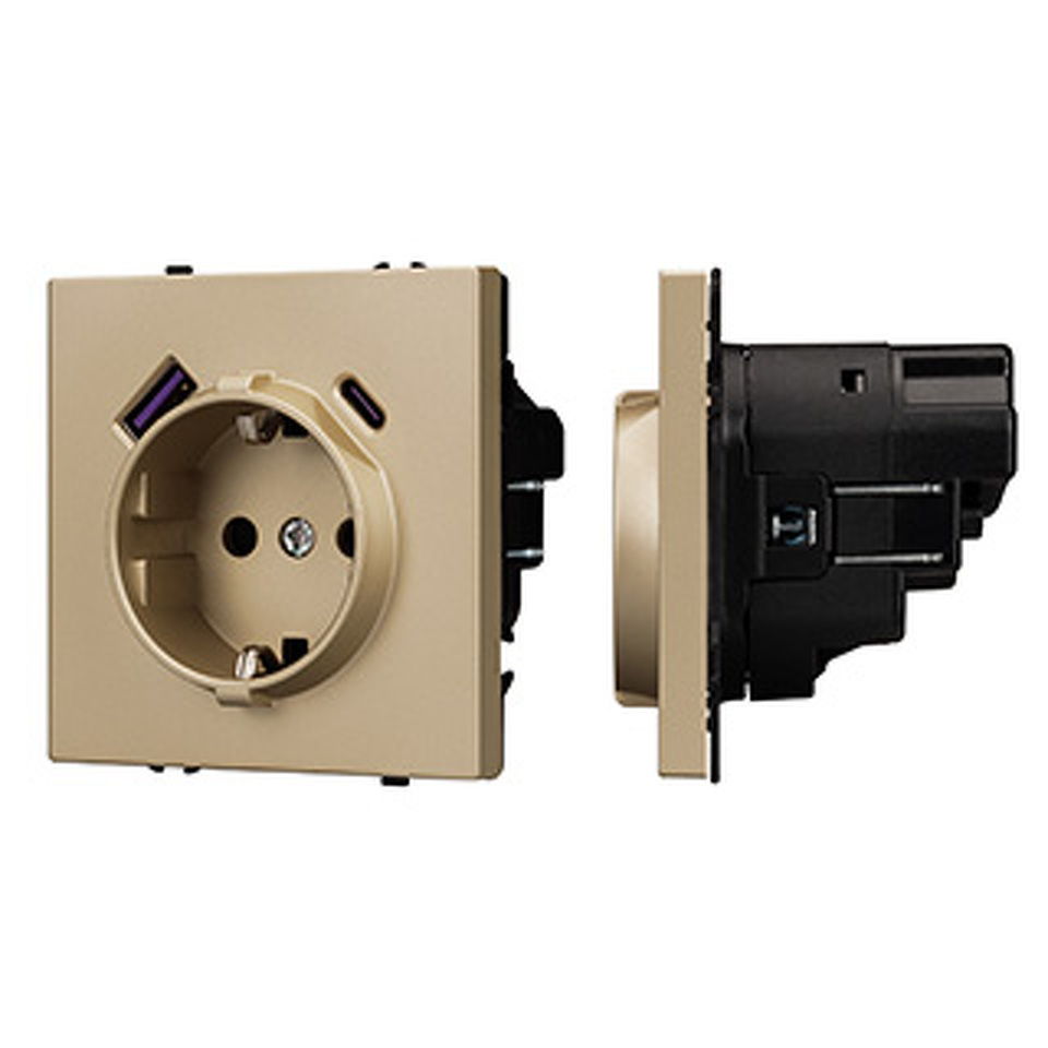 Фото №1  Розетка Arlight Механизм розетки с USB зарядкой SCT-NOBE-MUAC-SFPL-GD (230V, 16A) ( Золотой песок)