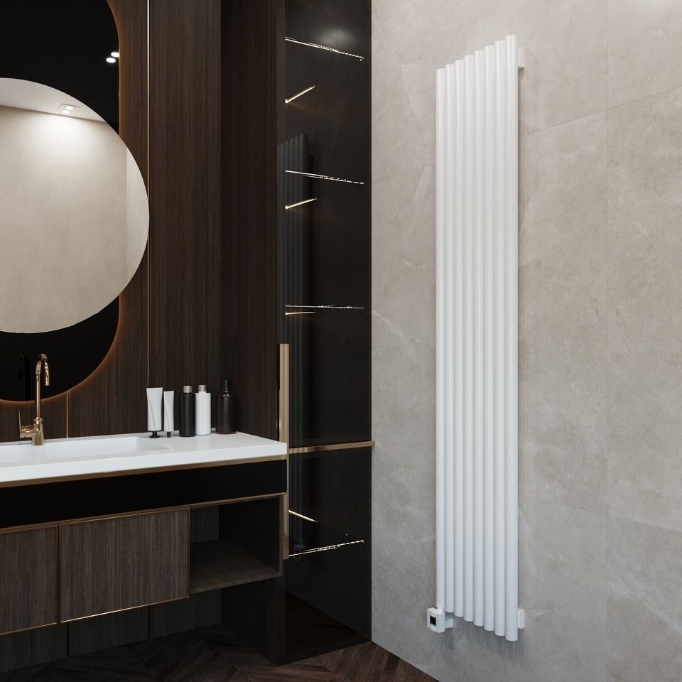 Фото №1  Радиатор Asthetik  42 HE 42 1500 -5, Низ лево, 9016 RAL белый мат