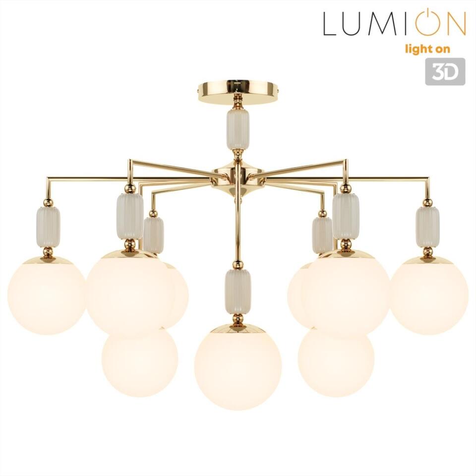 Фото №7  Люстра LUMION 6580/9C CLASSI LN26 36 французское золото, серый/белый металл, керамика/стекло Люстра потолочная E14 9*40W 220V VIVIEN