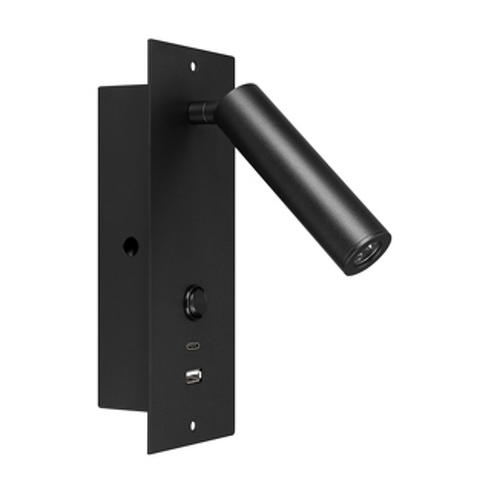 Фото №1  Arlight Светильник SP-BED-CHARGE-BUILT-S80x230-3W Warm3000 (BK, 20 deg, 230V, USB-A, USB-C) ( IP20 Металл, 3 года)