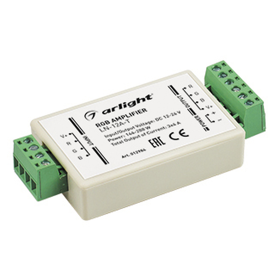 Фото №1  Arlight RGB-усилитель LN-12A-T (12/24V, 144/288W) ( IP20 Пластик, 1 год)
