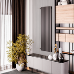 Превью фото №3  Радиатор Warmmet Flat 60V длина 1250 мм секций 8 цвет черный тип подключения: нижнее левое