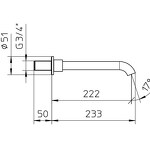 Превью фото №2  992112XX Palazzani MIDI излив для ванны, 230 мм Матовый никель, HRP 37