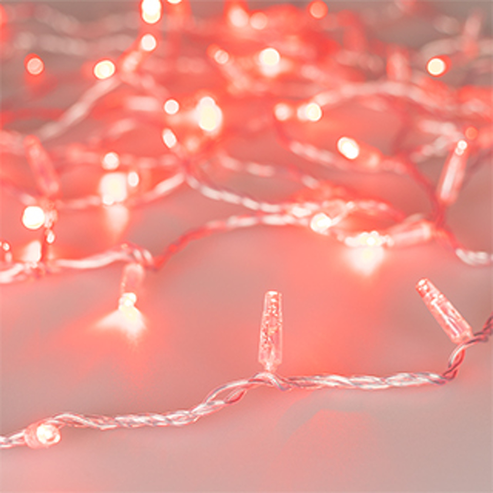 Фото №1  Ardecoled Светодиодная гирлянда ARD-STRING-CLASSIC-1000-CLEAR-100LED-PULSE Red (230V, 7W) ( IP65)