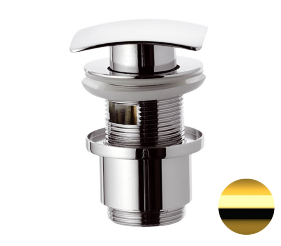 Фото №2  Донный клапан с переливом 1”1/4 Remer 905SCC2114DO, золото глянцевое