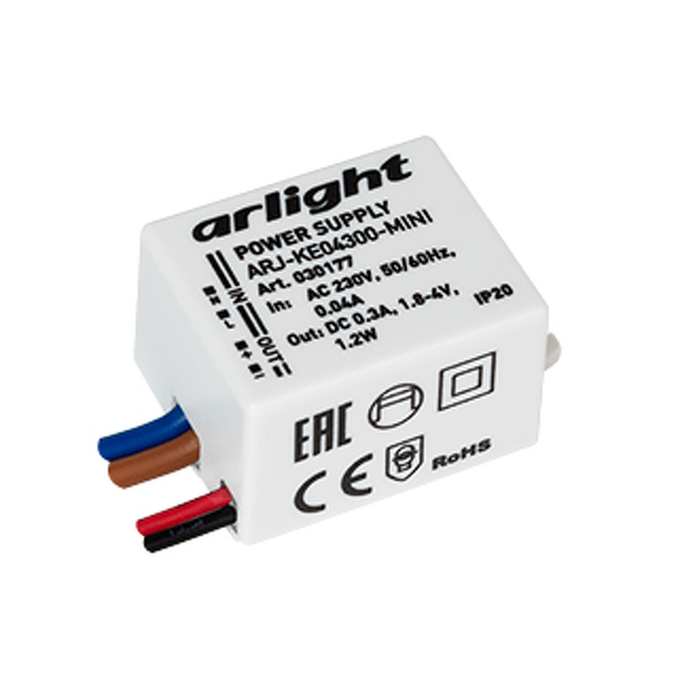 Фото №1  Arlight Блок питания ARJ-KE04300-MINI (1.2W, 300mA) ( IP20 Пластик, 5 лет)