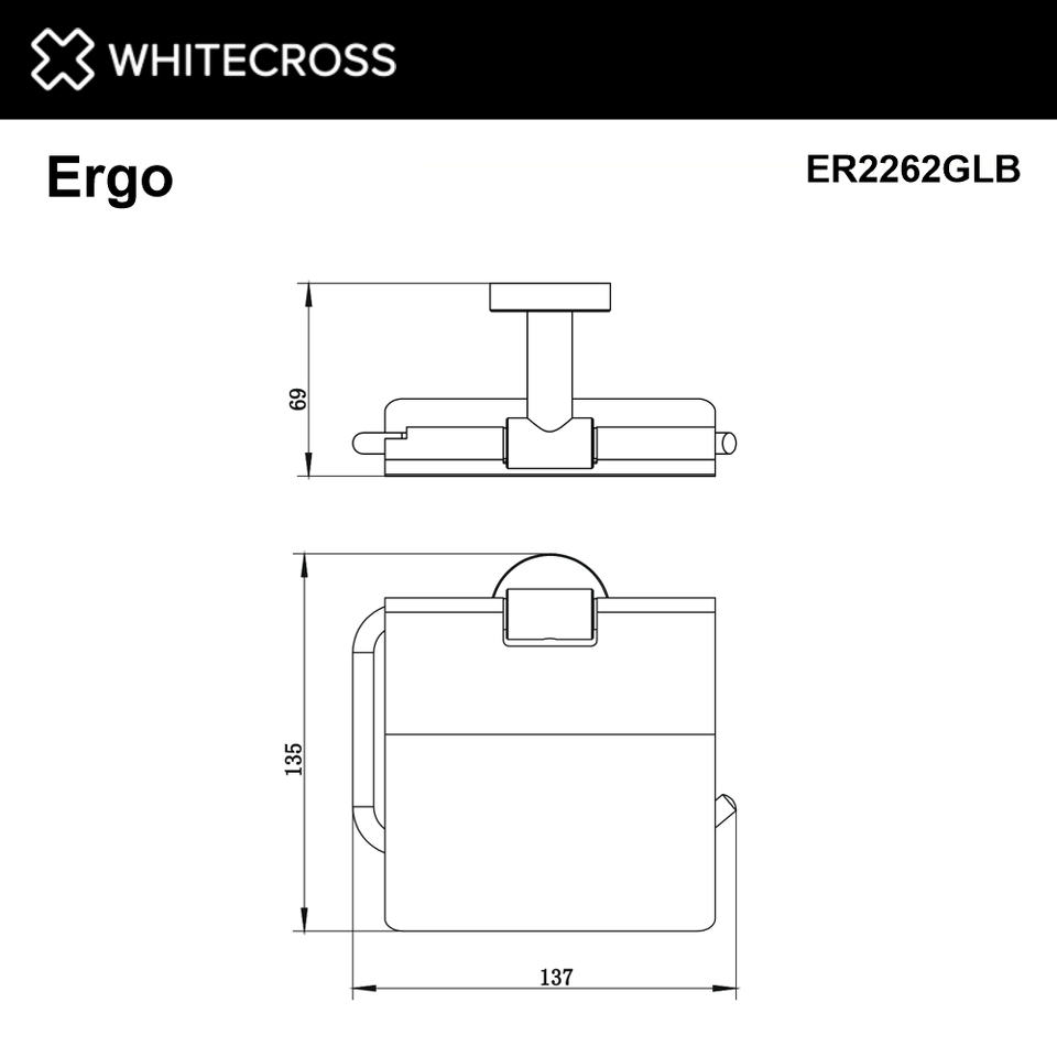 Фото №2  Держатель туалетной бумаги WHITECROSS Ergo ER2262GLB (брашированное золото)