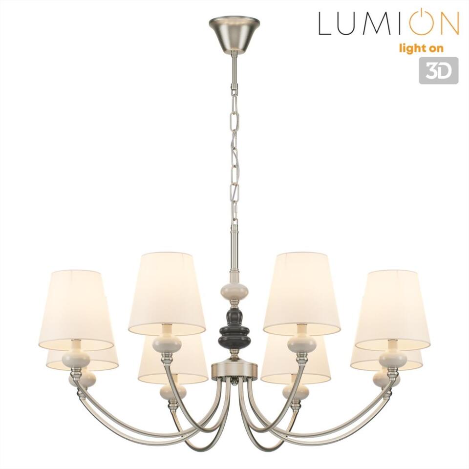 Фото №9  Люстра LUMION 8283/8 CLASSI LN26 052 никель/белый, металл/керамика/текстиль Люстра Е14 8*40W 220V KENTUKI