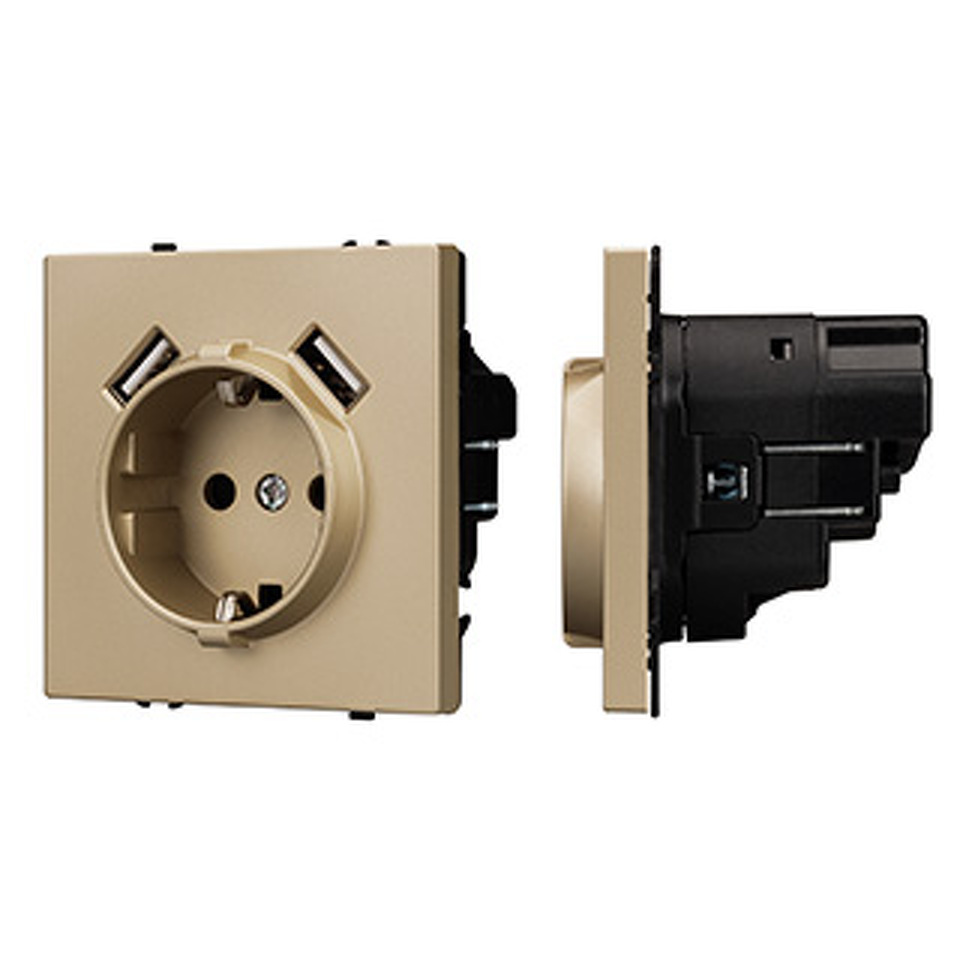 Фото №1  Розетка Arlight Механизм розетки с USB зарядкой SCT-NOBE-MUAA-SFPL-GD (230V, 16A) ( Золотой песок)