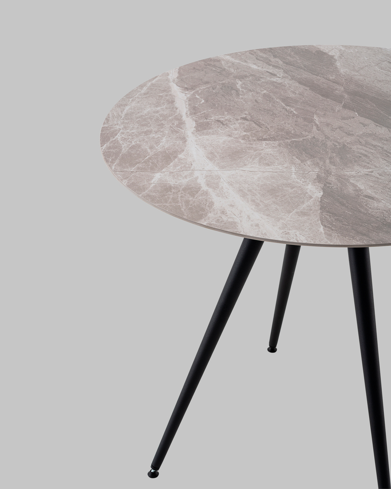 Фото №6  Стол Ники круглый столешница керамика Italian light grey 900