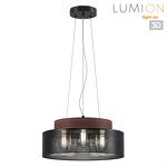 Превью фото №1  Подвесной светильник LUMION 6598/3C MODERNI LN25 000 черный/черный. коричневый металл, эко кожа/металл, стекло Подвесной светильник Е27 3*60W 220V BASALTO