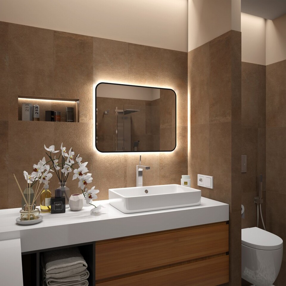 Фото №15  Teymi Зеркало Solli Black Soft Line 80x60, LED подсветка, сенсор на взмах T20232S