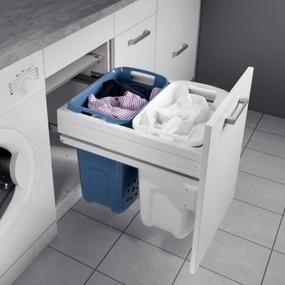 Фото Hailo Система хранения белья LAUNDRY CARRIER 66 л, выдвижной фасад 500 мм, белый/синий