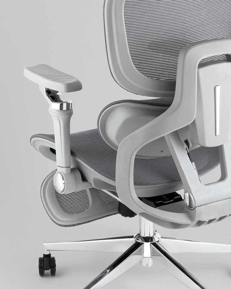 Фото №9  Кресло офисное TopChairs Prodigy с оттоманкой серый