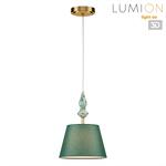 Превью фото №1  Подвесной светильник LUMION 8275/1A CLASSI LN26 049 латунь/зеленый,  металл/керамика/ткань Подвес Е14 1*40W 220V VERMONT