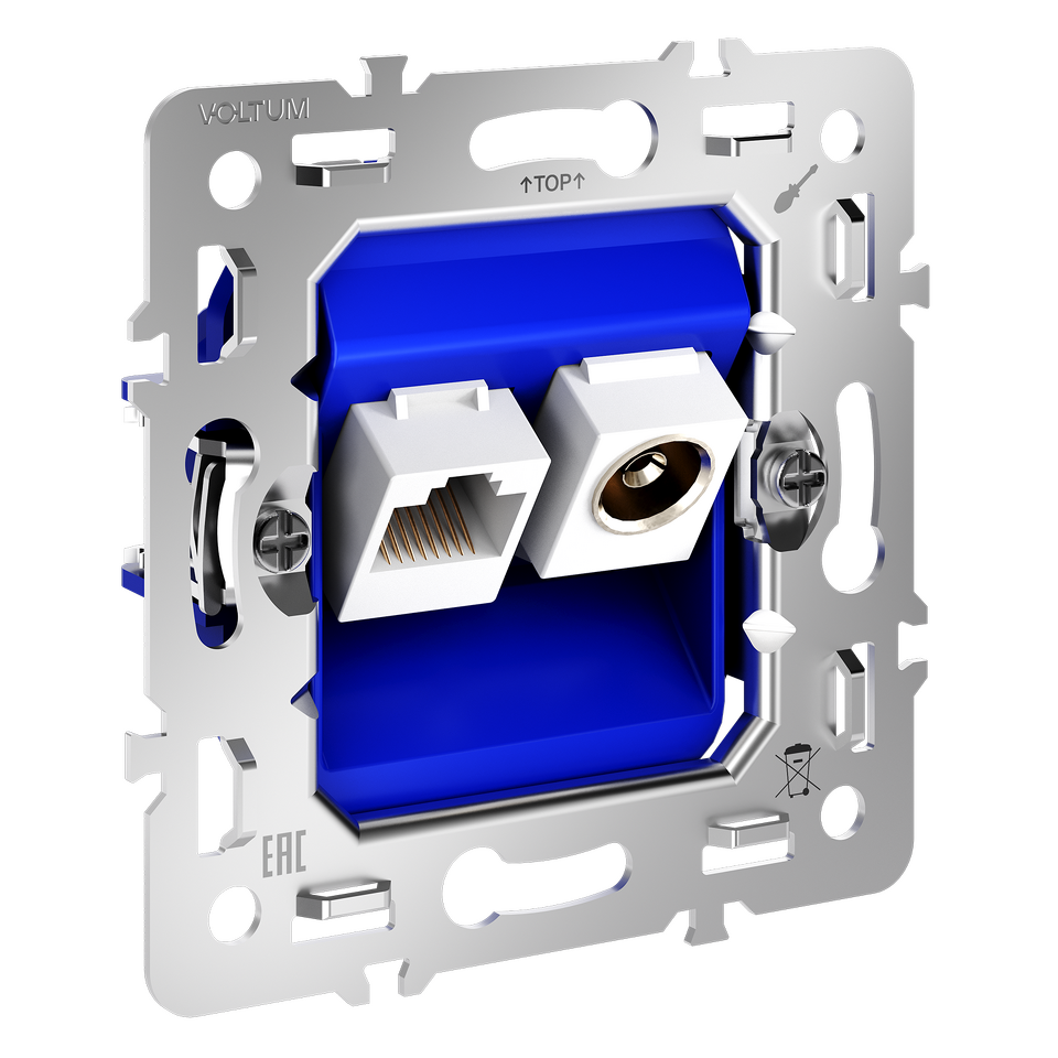 Фото №4  Розетка VOLTUM Механизм розетки TV+RJ45 кат. 6, S70