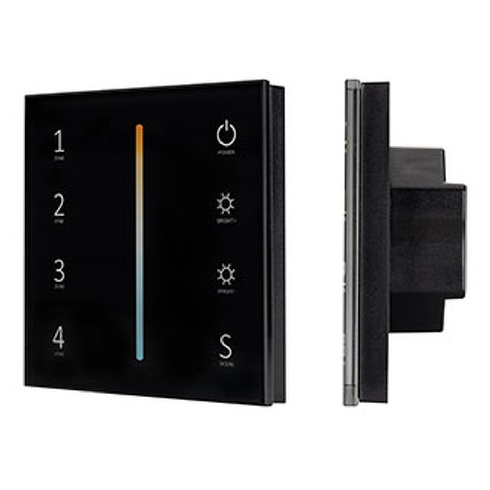 Фото №1  Arlight Панель Sens SMART-P43-MIX Black (230V, 4 зоны, 2.4G) ( IP20 Пластик, 5 лет)