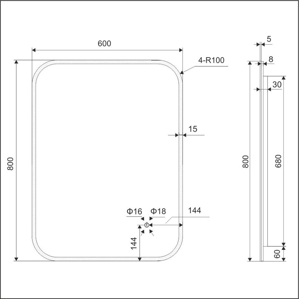 Фото №6  EXCELLENT Зеркало прямоугольное Lumiro 80x60 (белый мат)