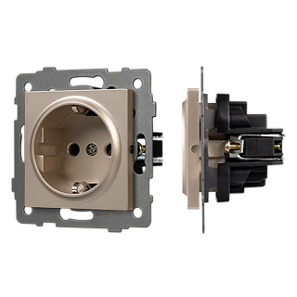 Фото №1  Розетка Arlight Механизм электрической розетки SCT-MEU1-PL-GD-V (250V, 16A) ( -)