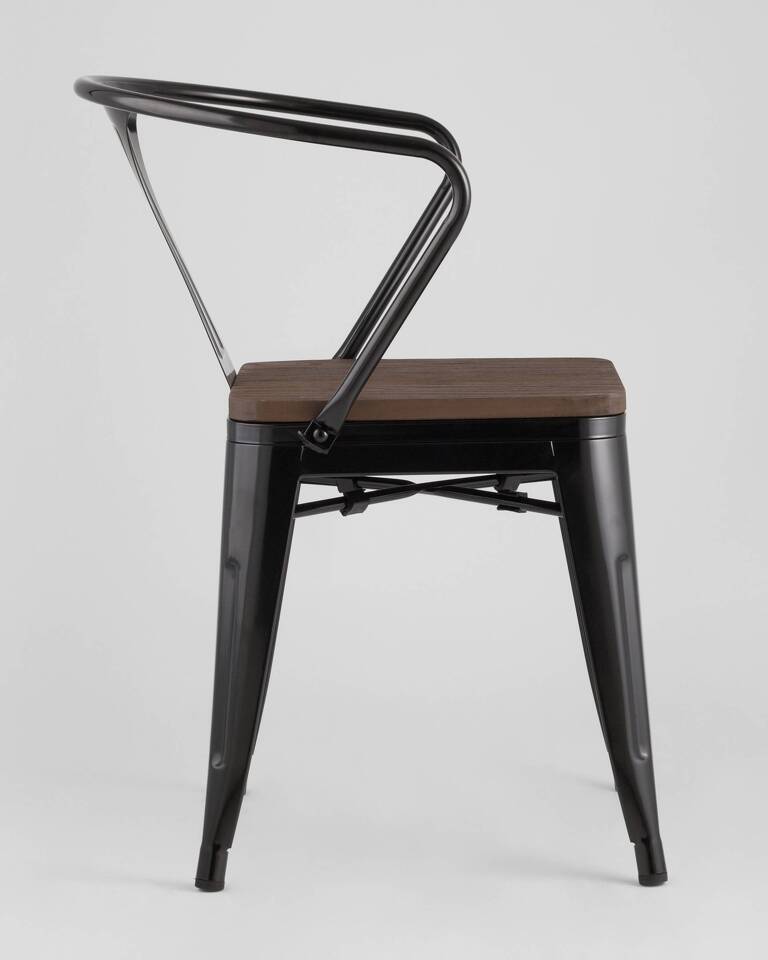 Фото №10  Стул TOLIX ARM WOOD с подлокотниками черный