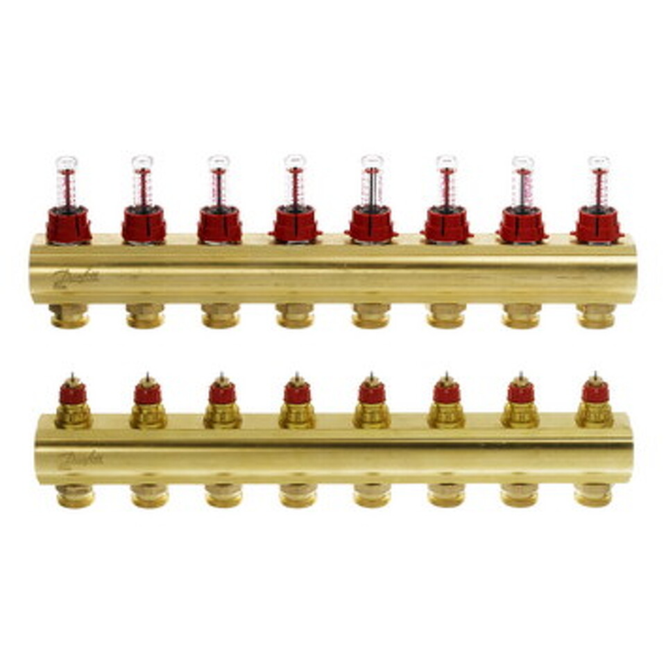 Фото №1  Коллекторы Danfoss FHF-8F для 8 контуров, с преднастройкой и расходомерами