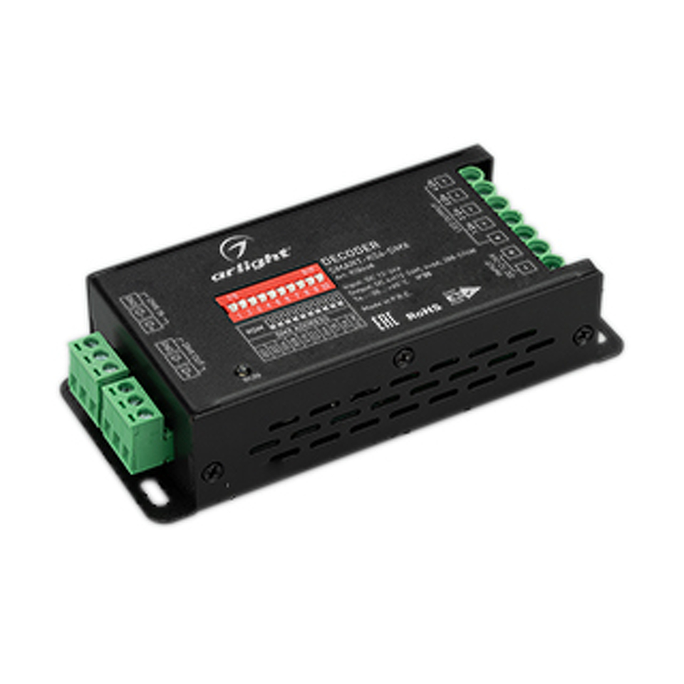 Фото №1  Arlight Декодер SMART-K54-DMX (12-24V, 4x6A) ( IP20 Металл, 5 лет)