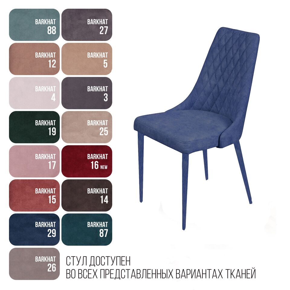 Фото №7  Top concept Стул Коннор люкс, бархат синий 29/конус