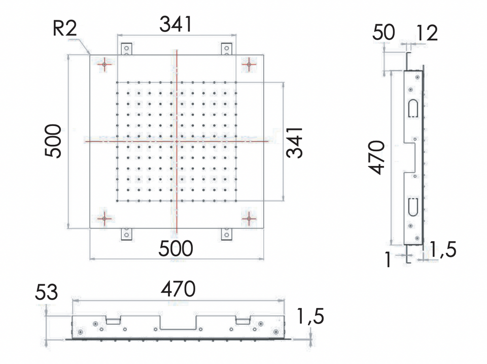 Фото №2  Верхний душ потолочный 50 см Remer INOX SS357SFS50
