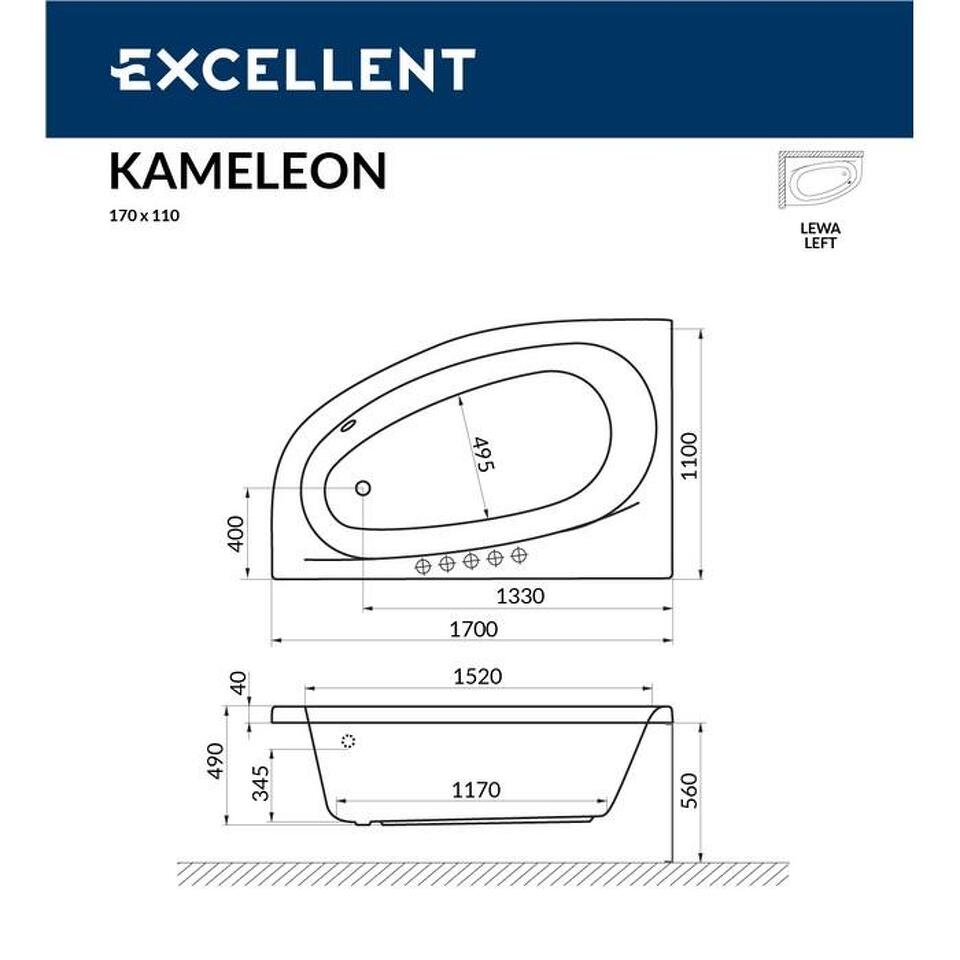 Фото №10  EXCELLENT Ванна Kameleon 170x110 (левая) "ULTRA" (хром)