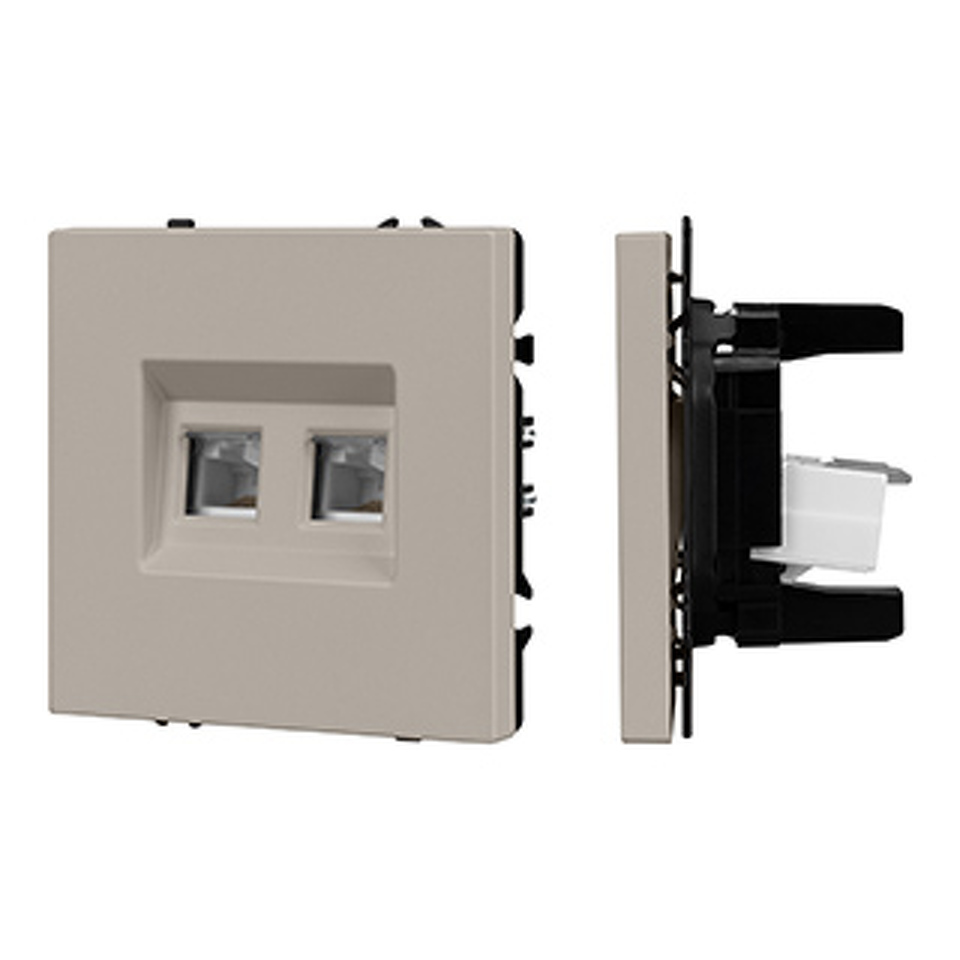 Фото №1  Розетка Arlight Механизм сдвоенной компьютерной розетки SCT-NOBE-MPC2-SFPL-CA (RJ-45, CAT6) ( Кашемир)