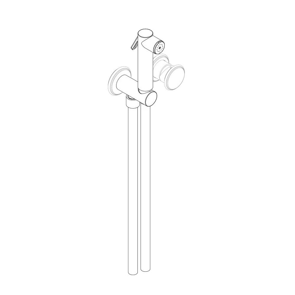 Фото №1  RU221CXX AQUAelite Instile внешняя часть гигиенического душа со смесителем, 1/2"  Глянцевая шлифованная медь 14Q