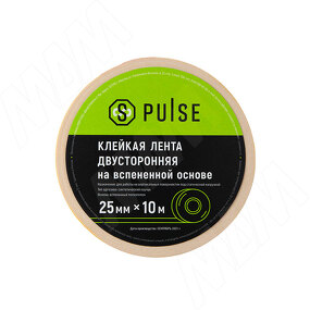Фото PULSE Клейкая лента двусторонняя на вспененной основе (ПЭ), Ш=25 мм, Д=10 м (2510 P)