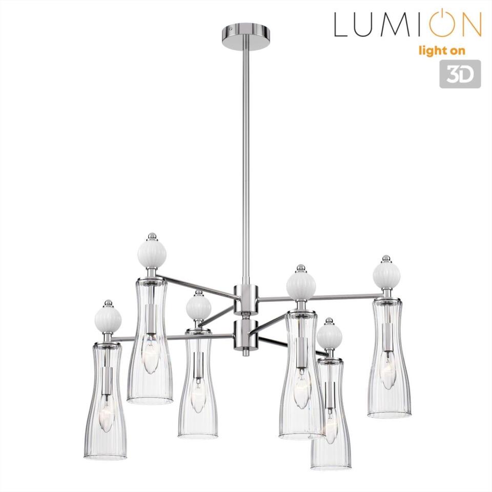 Фото №7  Люстра LUMION 8268/6 NEOCLASSI LN26 160 хром/белый/прозрачный, металл/керамика/стекло Люстра Е14 6*40W 220V EMILY