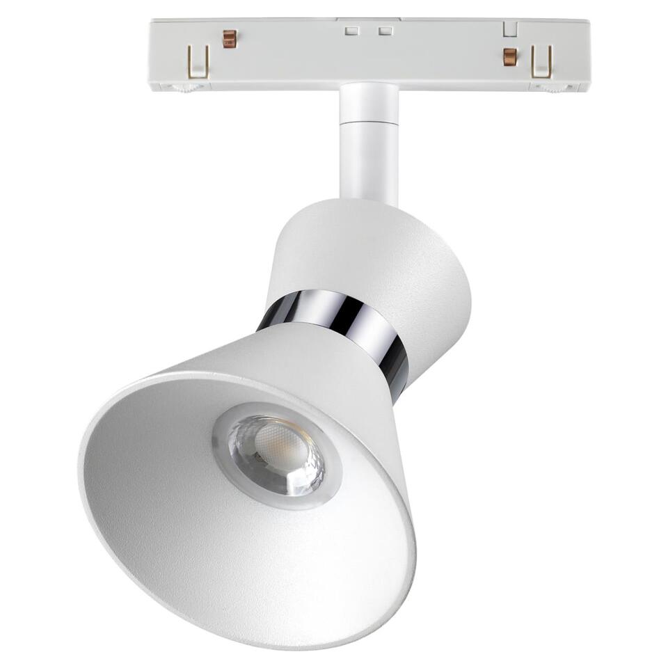 Фото №4  NOVOTECH 358399 SHINO NT20 054 белый/хром Трековый св-ник для низков.шинопровода IP20 LED 4000K 10W 48V FLUM