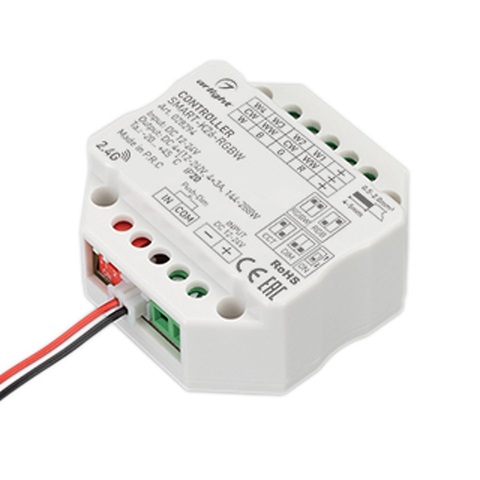 Фото №1  Arlight Контроллер SMART-K26-RGBW (12-24V, 4x3A, 2.4G) ( IP20 Пластик, 5 лет)
