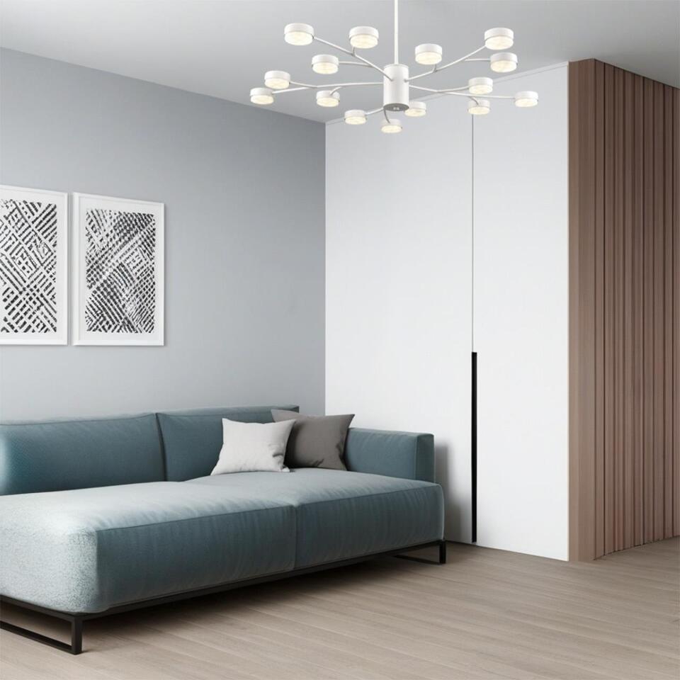 Фото №9  Люстра LUMION 8265/15 COMFI LN26 233 металл/металл белый/белый Люстра GX53 LED 15*7W 220V TORINA