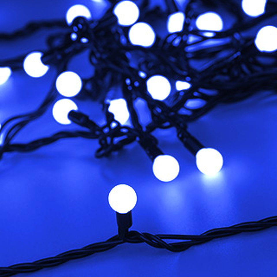 Фото №1  Ardecoled Светодиодная гирлянда ARD-BALL-CLASSIC-D13-10000-BLACK-100LED BLUE (230V, 7W) ( IP65)