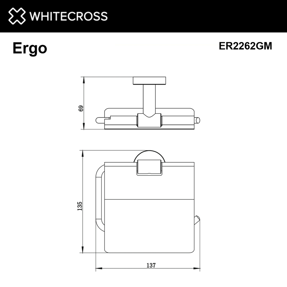 Фото №2  Держатель туалетной бумаги WHITECROSS Ergo ER2262GM (оружейная сталь)