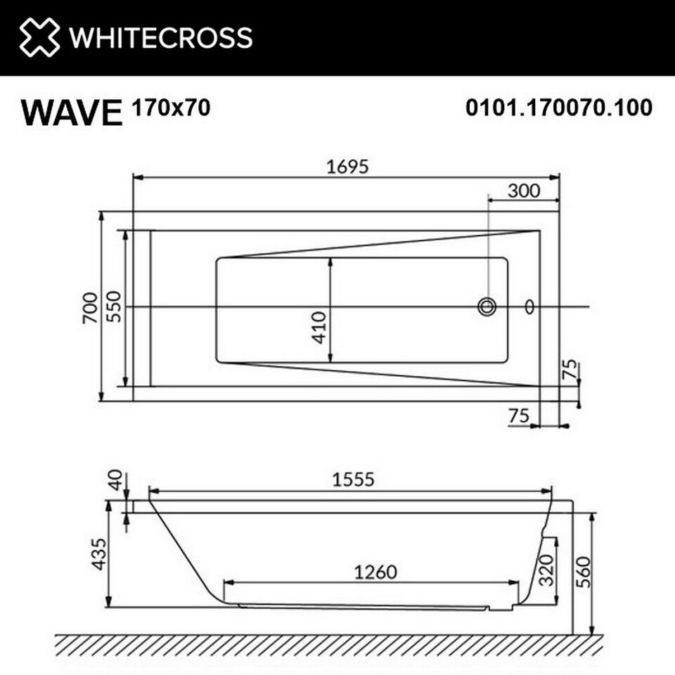 Фото №7  Ванна WHITECROSS Wave 170x70 "SOFT" (бронза)