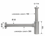 Превью фото №2  Сифон 1”1/4 Remer INOX SS958L, нержавеющая сталь