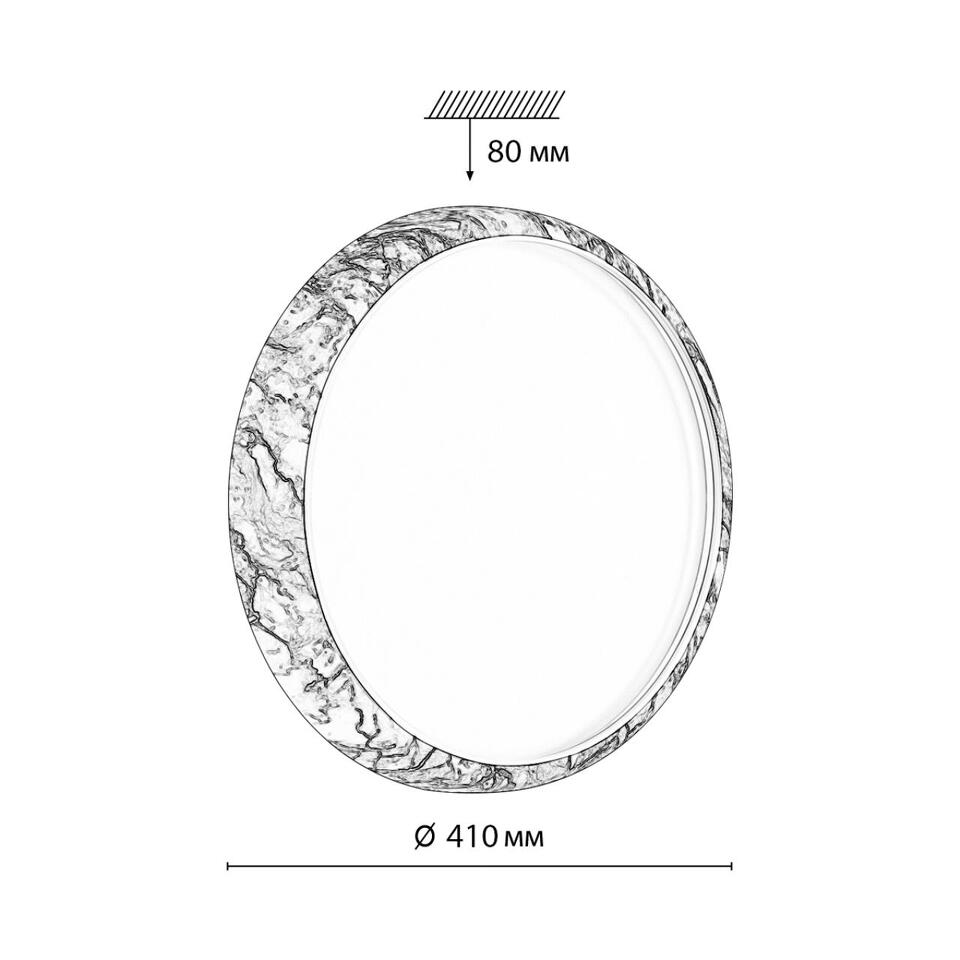 Фото №5  SONEX 7638/DL COLOR SN 137 Светильник пластик/бел. мрамор LED 48Вт 4000K D410 IP43 MRAMO WHITE