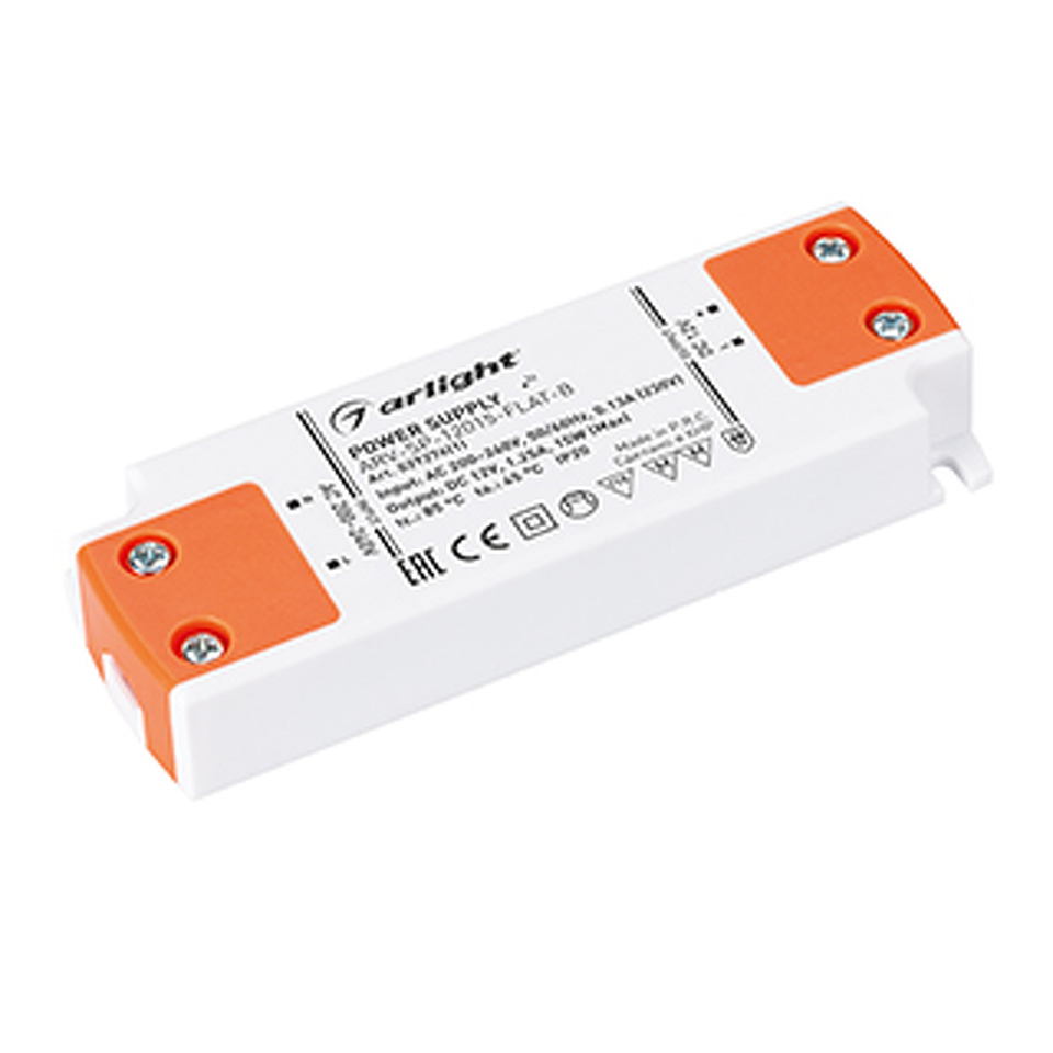 Фото №1  Arlight Блок питания ARV-SP-12015-FLAT-B (12V, 1.25A, 15W) ( IP20 Пластик, 5 лет)