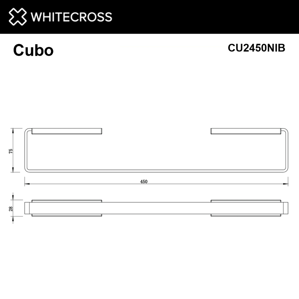 Фото №2  Полотенцедержатель 450 мм. WHITECROSS Cubo CU2450NIB (брашированный никель)