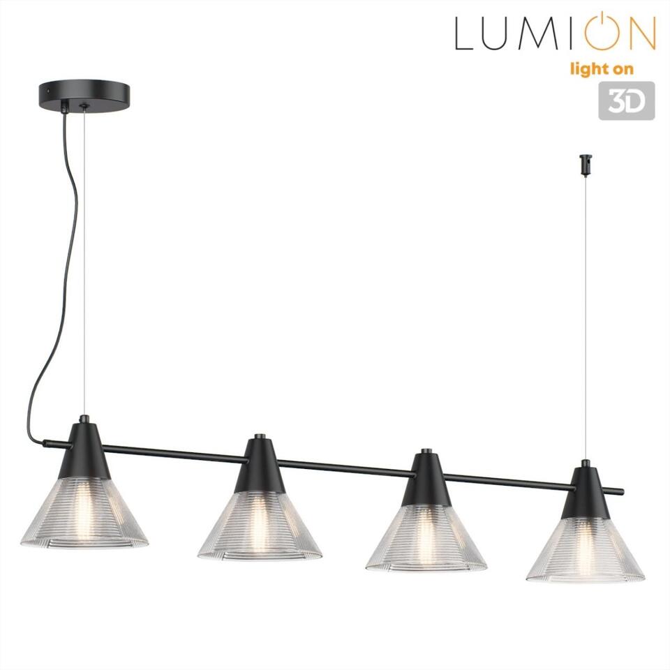 Фото №9  Подвесной светильник LUMION 6595/4A MODERNI LN26 217 черный/прозрачный, металл/стекло Подвес E27 4*60W 220V CORNE