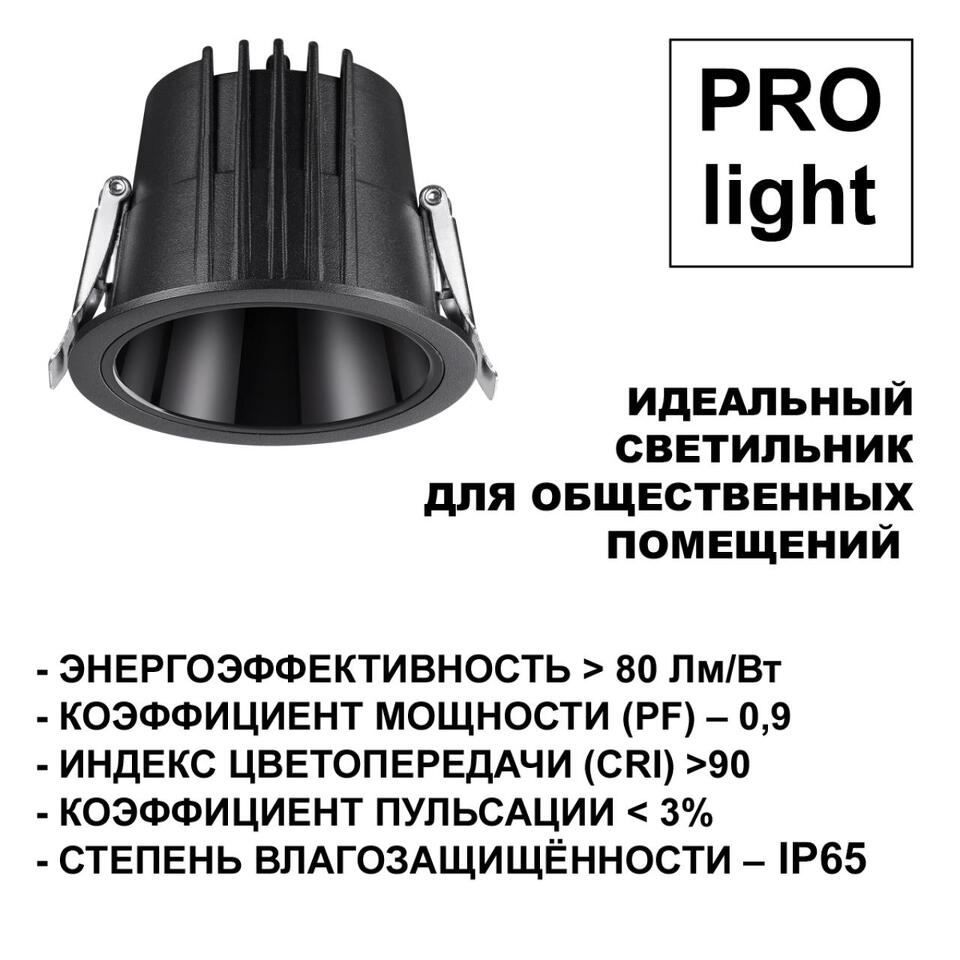 Фото №8  NOVOTECH 359429 SPOT NT24 438 черный Светильник встраиваемый с переключателем цв. температуры IP65 LED 20W 170-265V 3000К\4000К\6000К LANG
