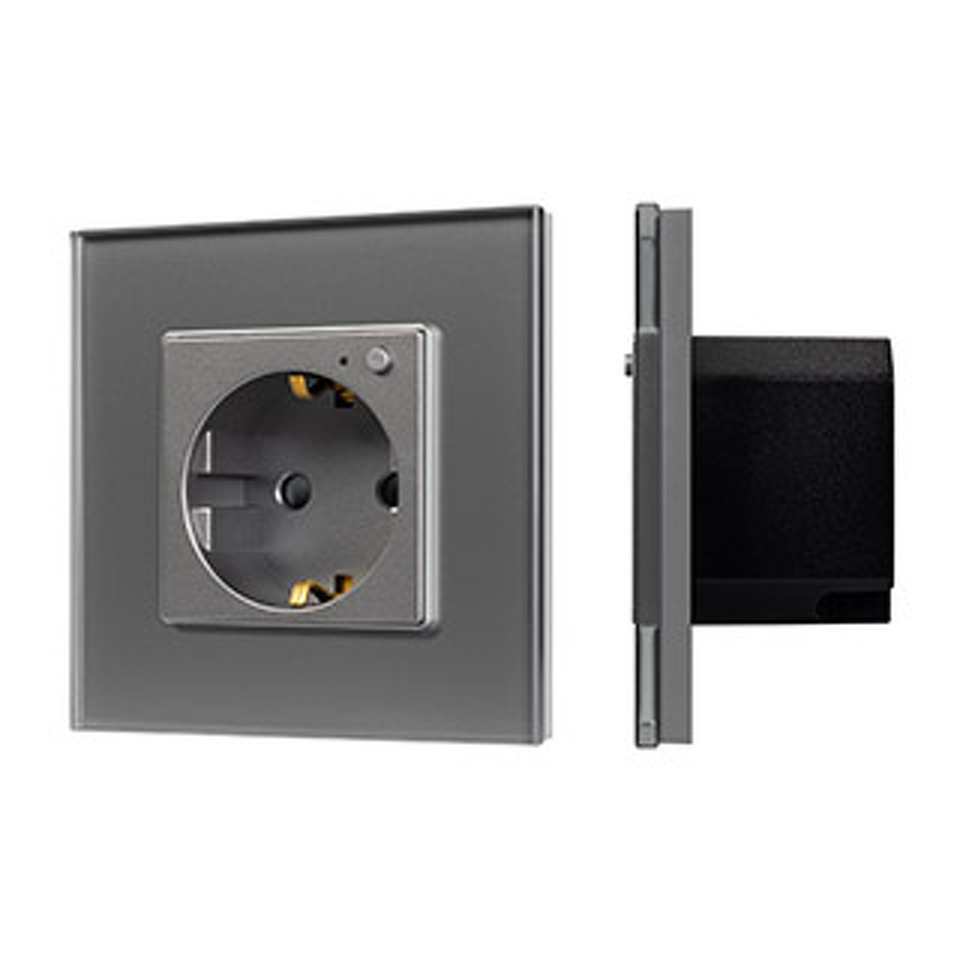 Фото №1  Розетка Arlight Розетка электрическая с Zigbee управлением SCT-OMALI-EUZB1-PL-GR (240V, 16A, Zigbee) ( -)