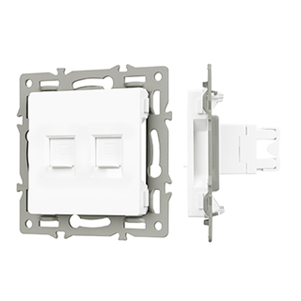 Фото №1  Розетка Arlight Механизм компьютерной розетки двойной SCT-MPC2-PL-WH (RJ-45, CAT6) ( -)