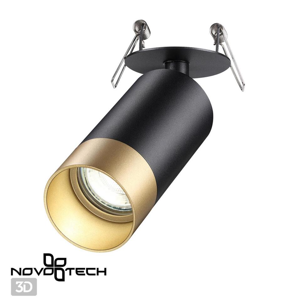 Фото №3  NOVOTECH 370875 SPOT NT22 506 черный/золото Светильник встраиваемый IP20 GU10 9W 220V SLIM